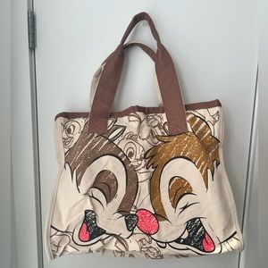 Tokyo Disney Parks Chip and Dale Canvas Tote Bag - Large - RARE - NEW